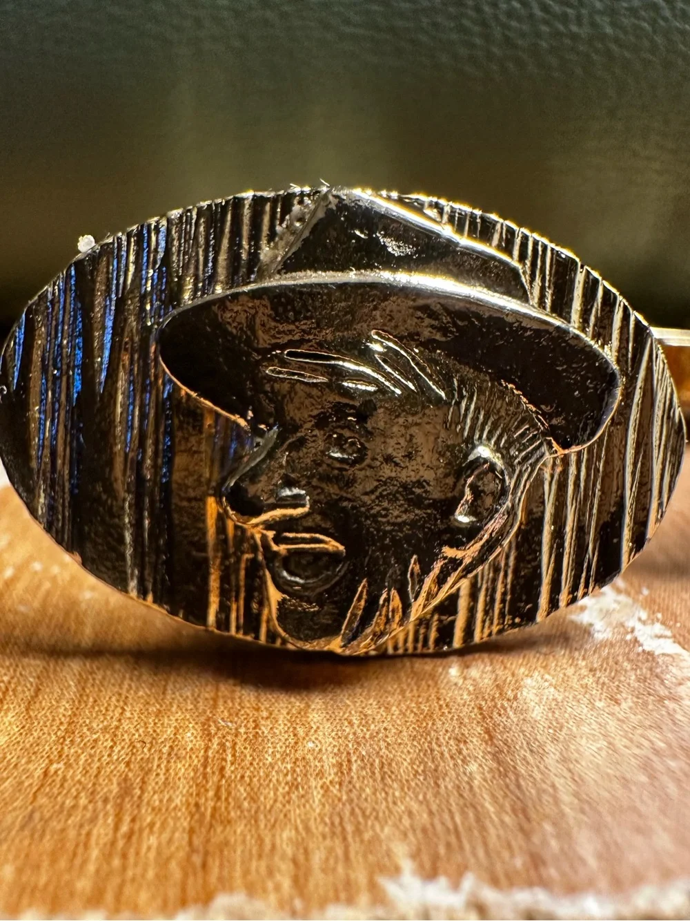 Vintage Goldtone Smiling Man Wearing Hat Cufflinks